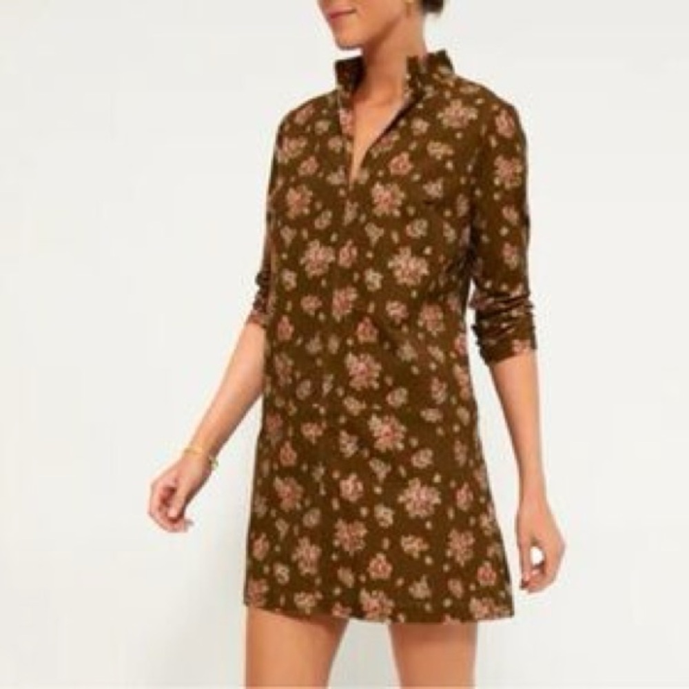 Hazel Bouquet Corduroy Clifton V-Neck Mini - Picture 1 of 9